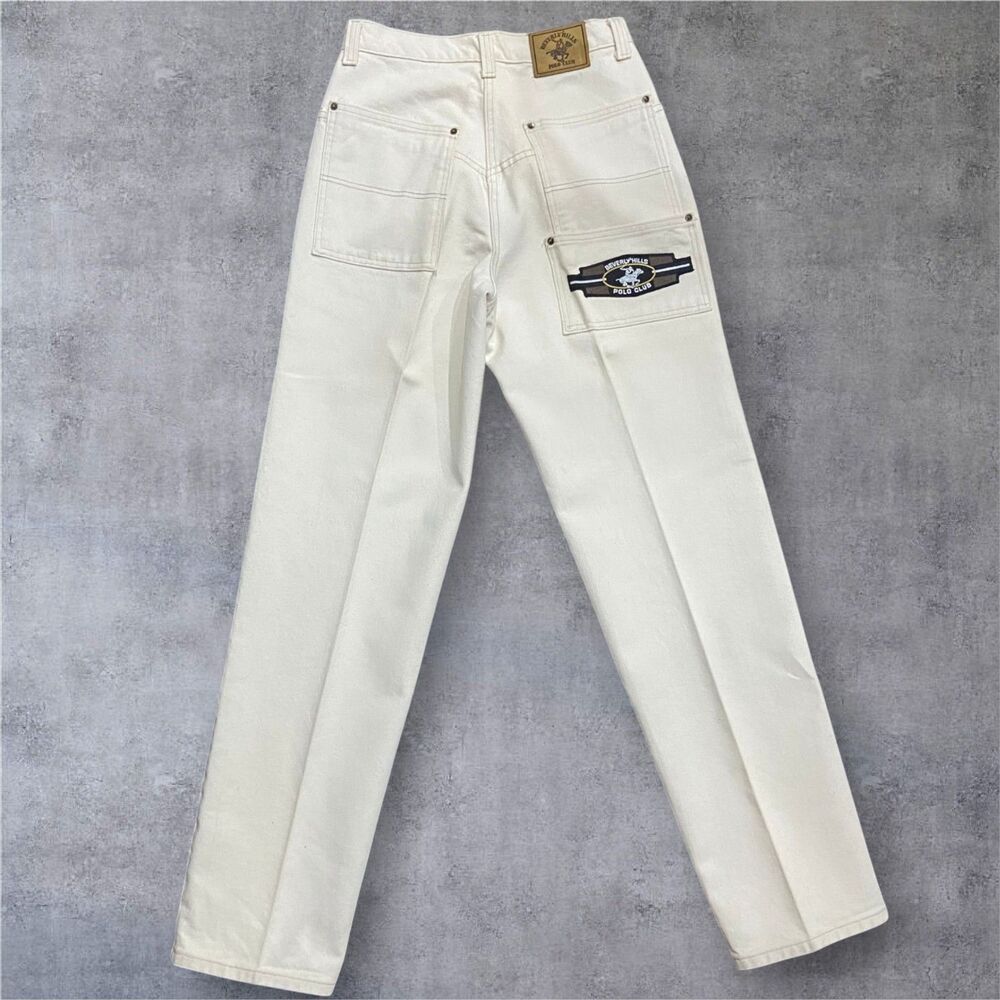 Beverly Hills Polo Club Vintage 90s Cream Denim Straight Jeans Men's 32W x 34L